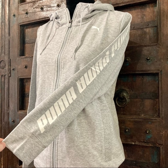 Women’s Puma Zip Up Hoodie Athletic Wear Grey Sweatshirt Medium NWT - Picture 2 of 14